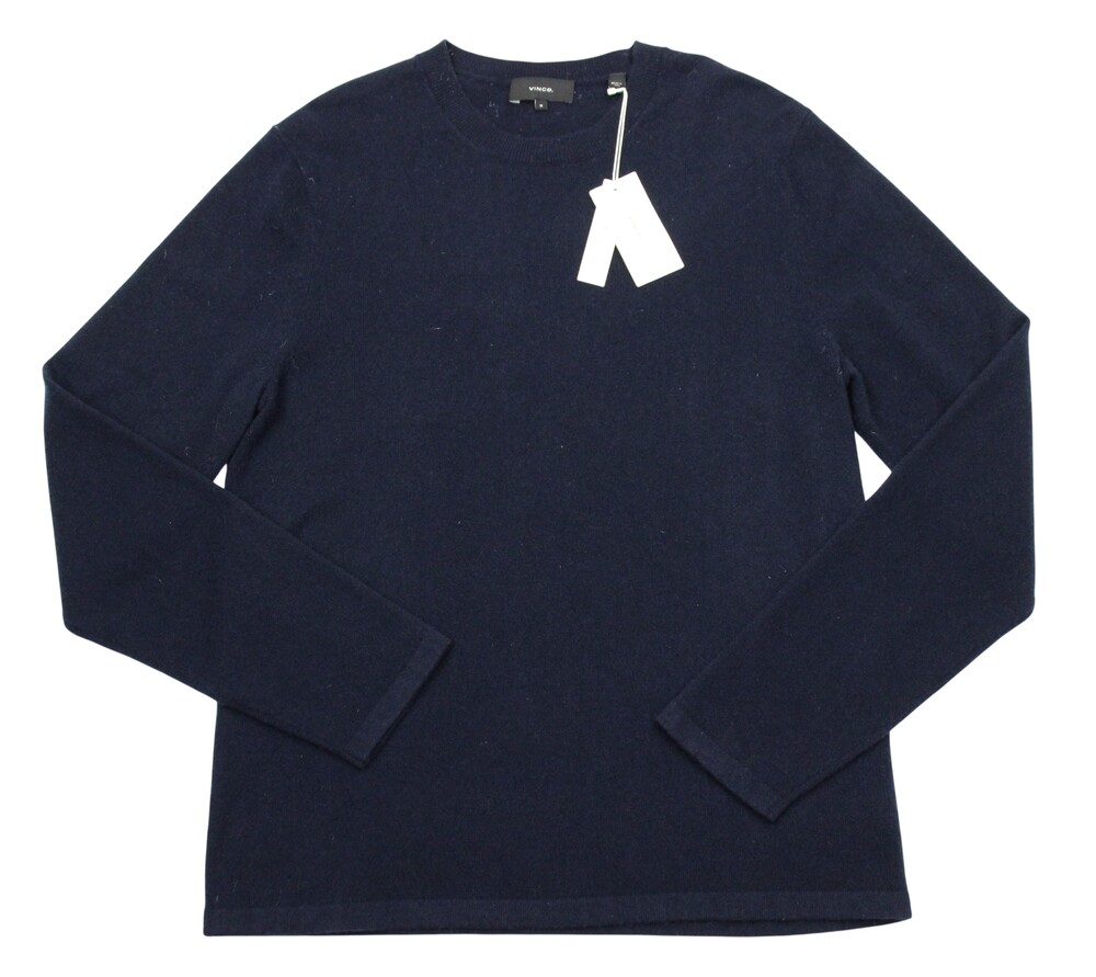 Vince Sweater Mens Medium Navy Blue Cashmere Crewneck Pullover Stretch Knit New